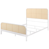 Lanewood King Bed footboard with rattan weave detail