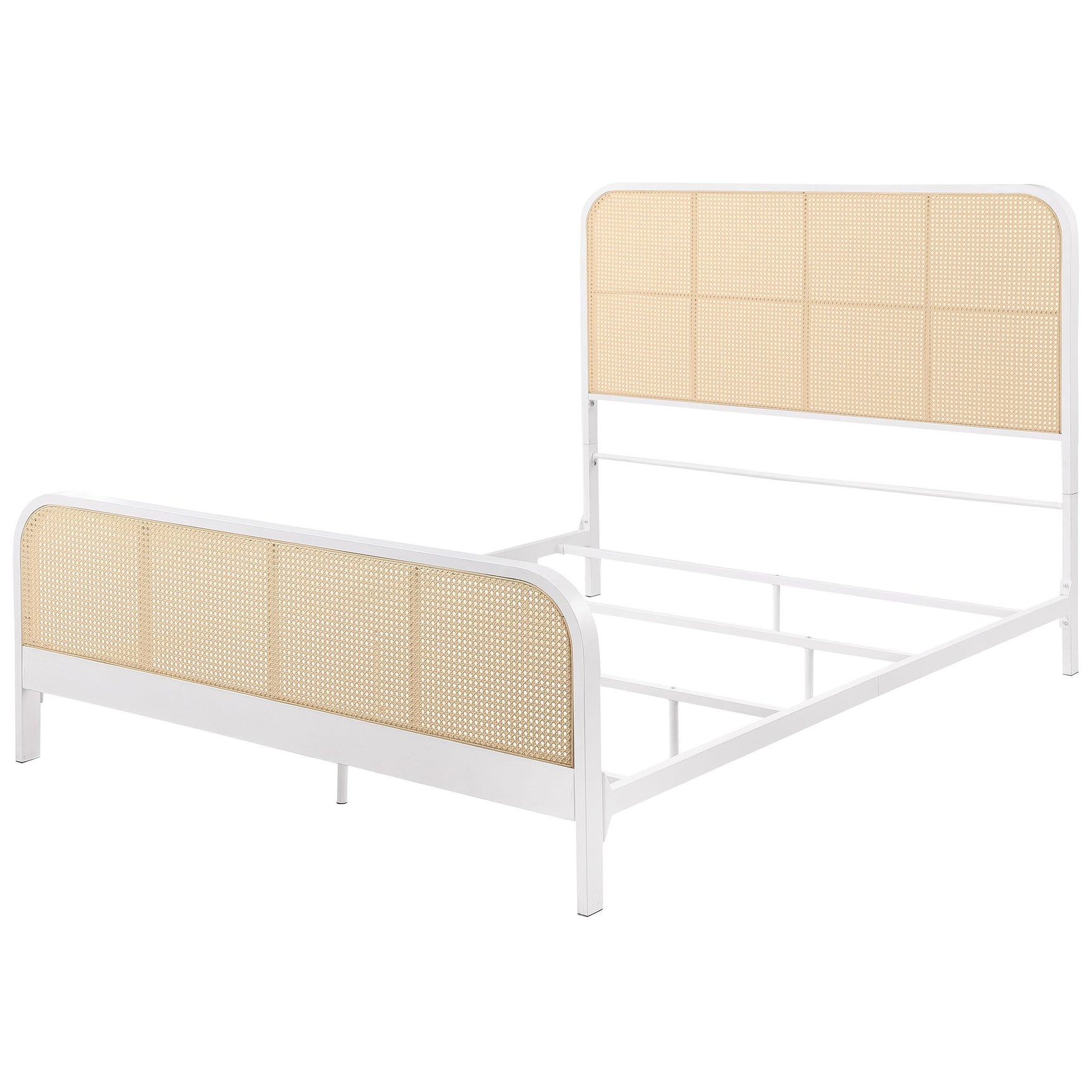 Footboard showing powder-coated metal frame and rattan design