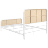 Full front view of Lanewood white queen bed in bedroom setting