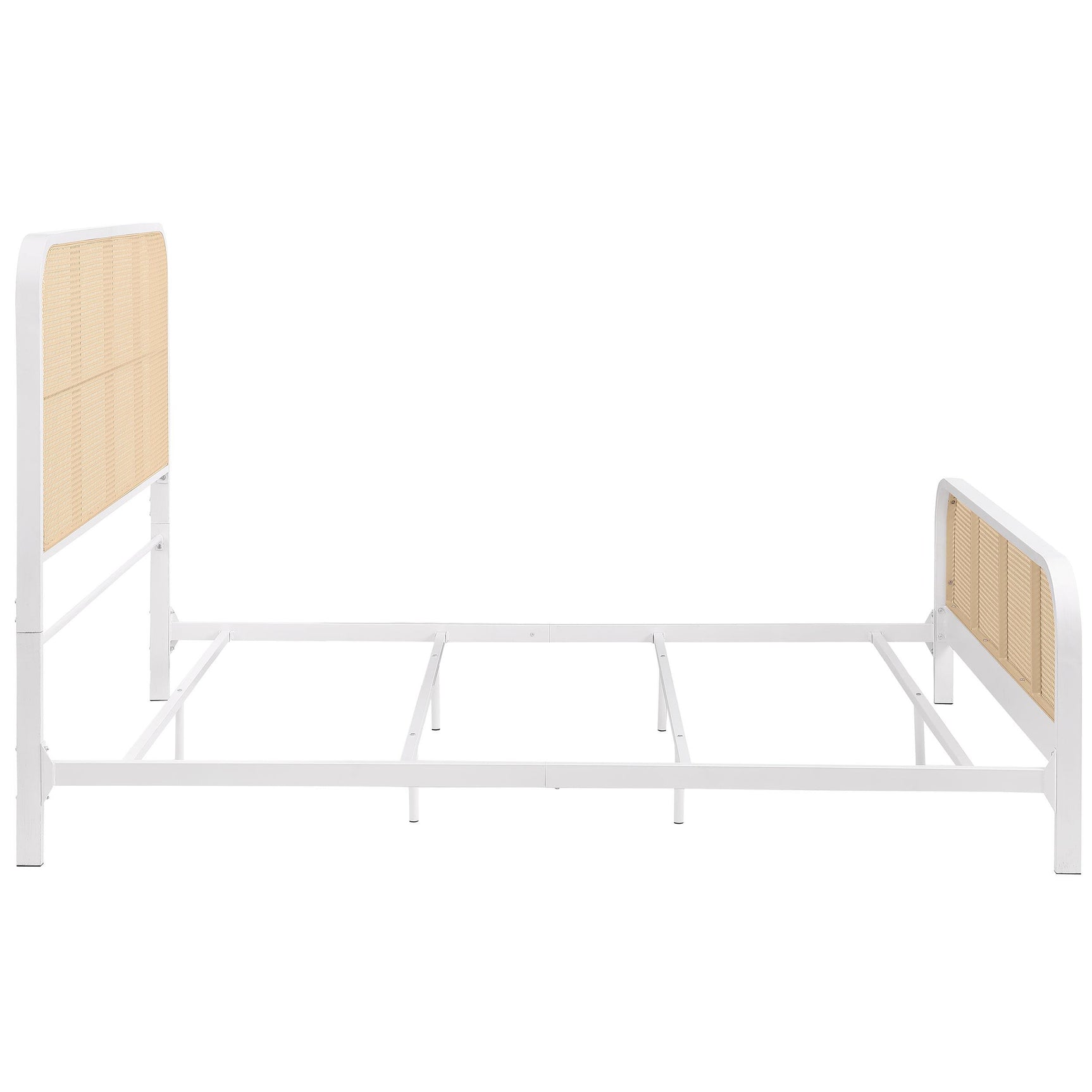 Detail of metal frame construction with white finish