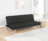 Side view showing polished chrome metal legs of Joel Sofa Bed