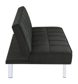 Metal leg detail with modern black upholstery