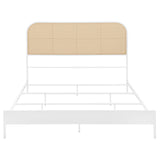 Close-up of rattan weave detail on bed headboard