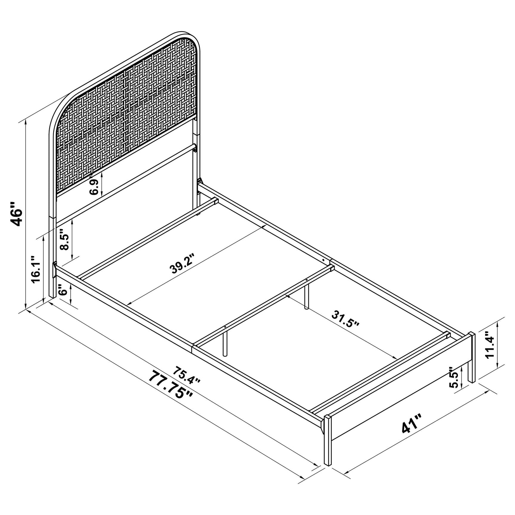 Back view of Amherst Twin Bed metal frame