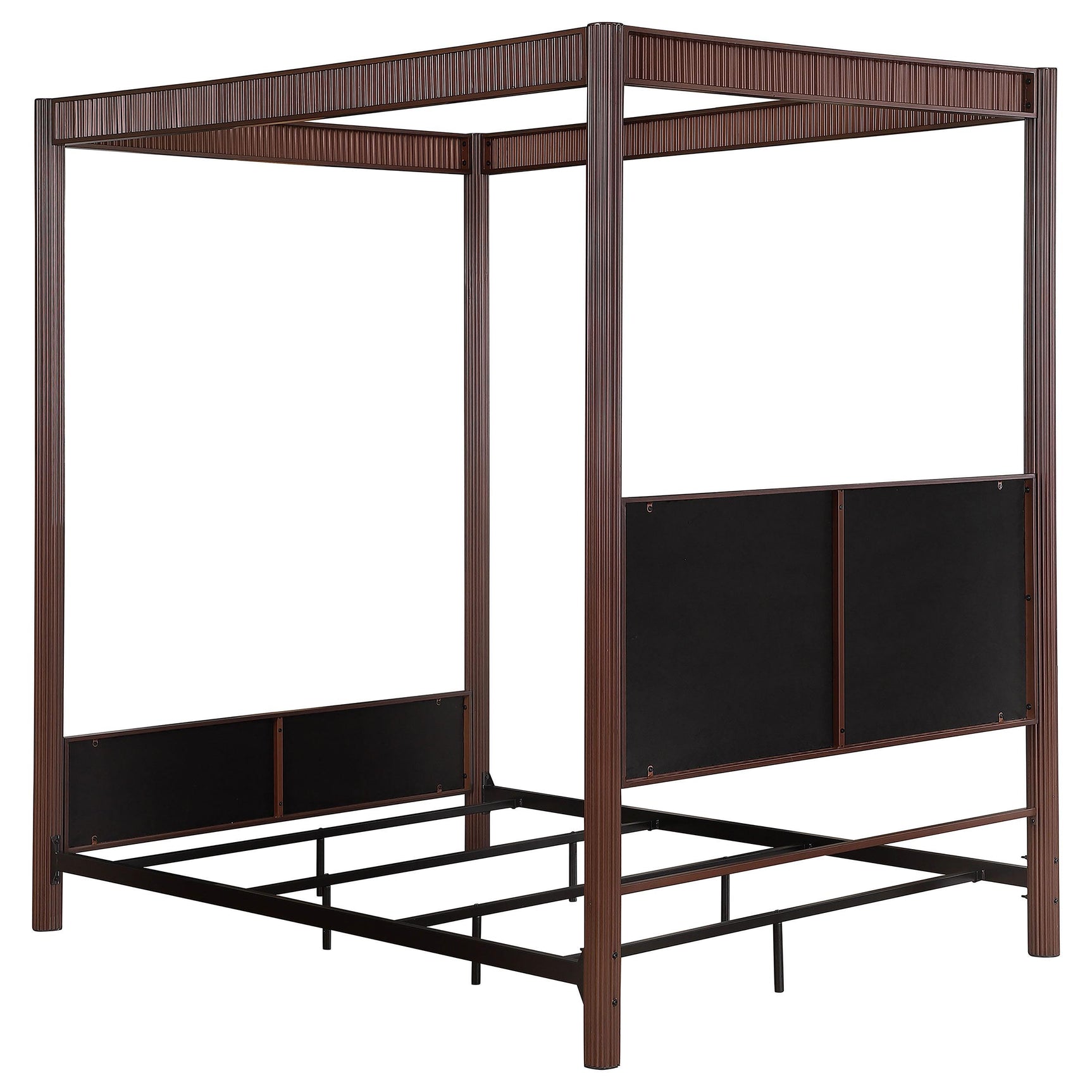 Zimmerlee canopy bed rust brown footboard detail