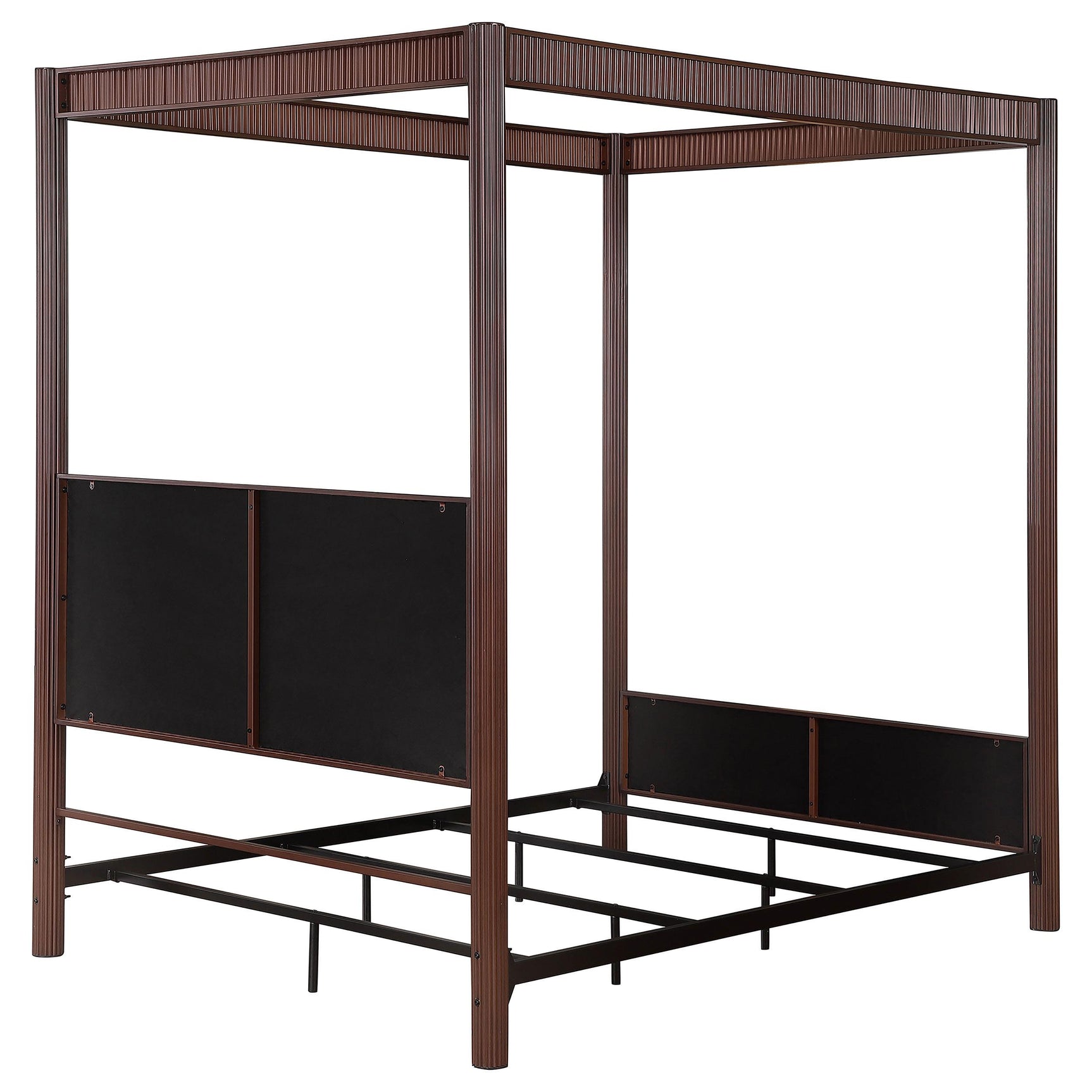 Zimmerlee canopy bed rust brown headboard fabric and metal