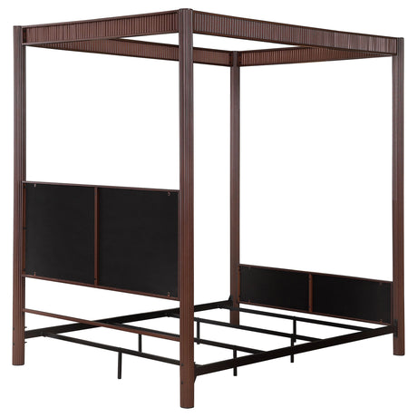 Zimmerlee canopy bed rust brown headboard fabric and metal