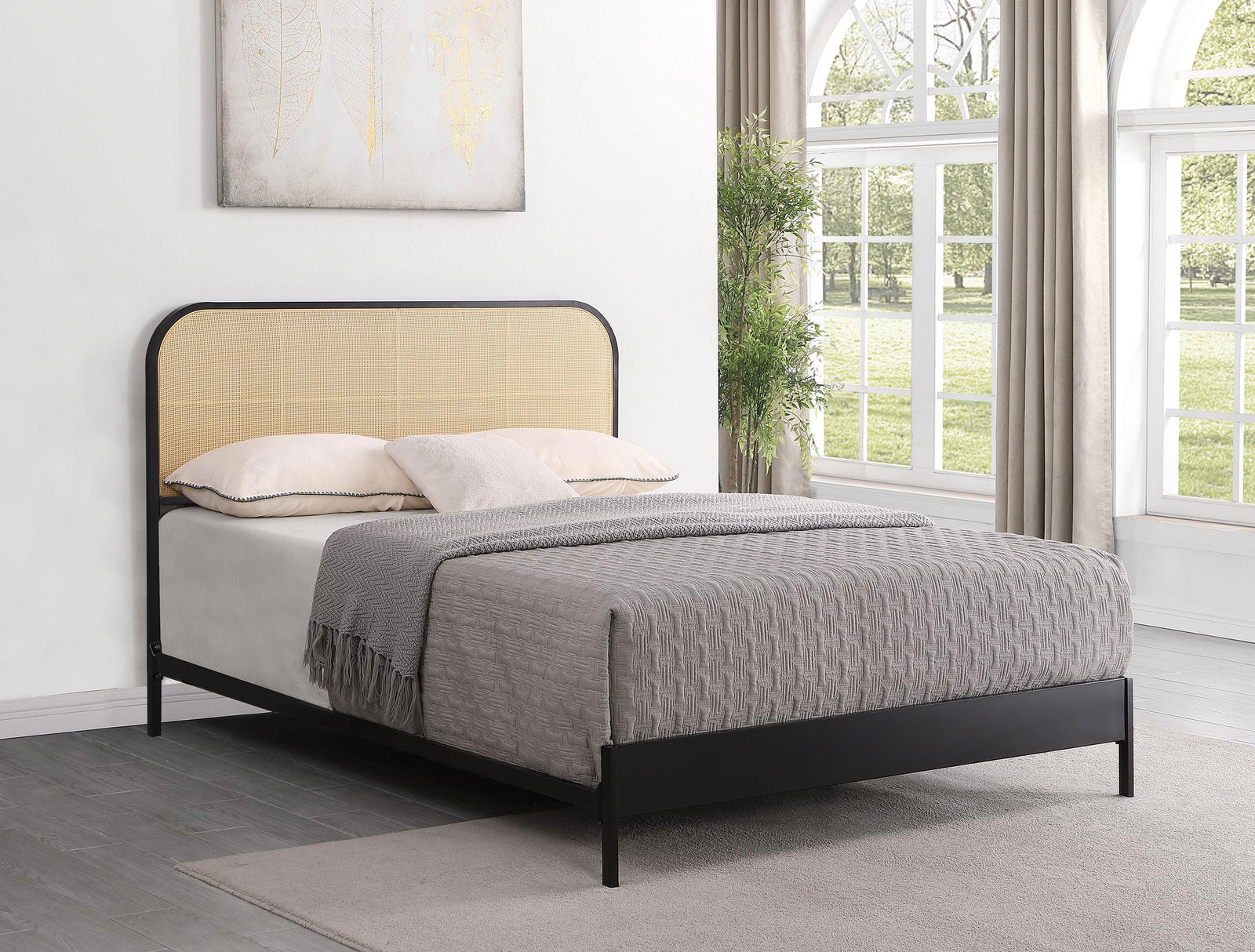 Amherst Radio Weave Rattan Metal King Bed Black