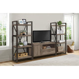Dogue Gunmetal Finish Modern Melamine Board, Metal, Engineered Wood Bookcase 4 Fixed Shelves - Ella Furniture