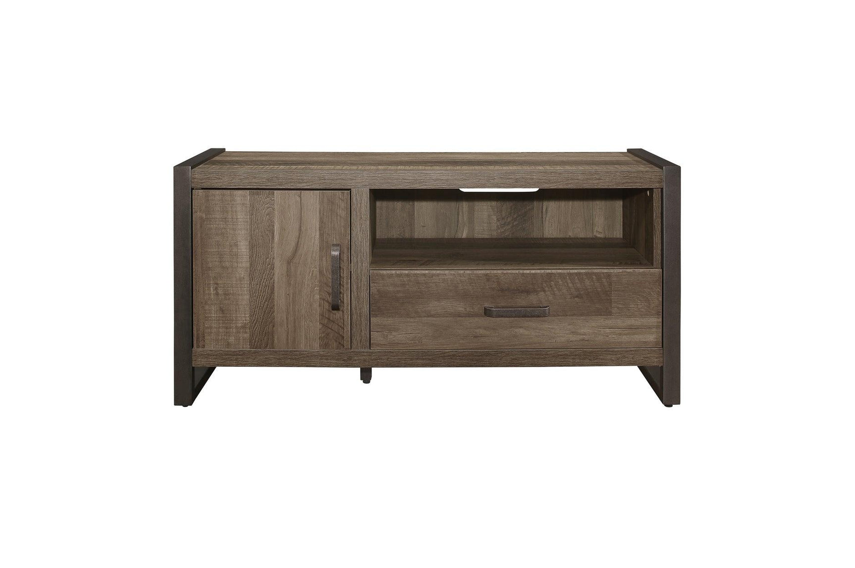 Dogue Brown Modern Sleek Contemporary Solid Wood Metal Media (51) Tv Stand And 2 4-Shelf Bookcases - Ella Furniture