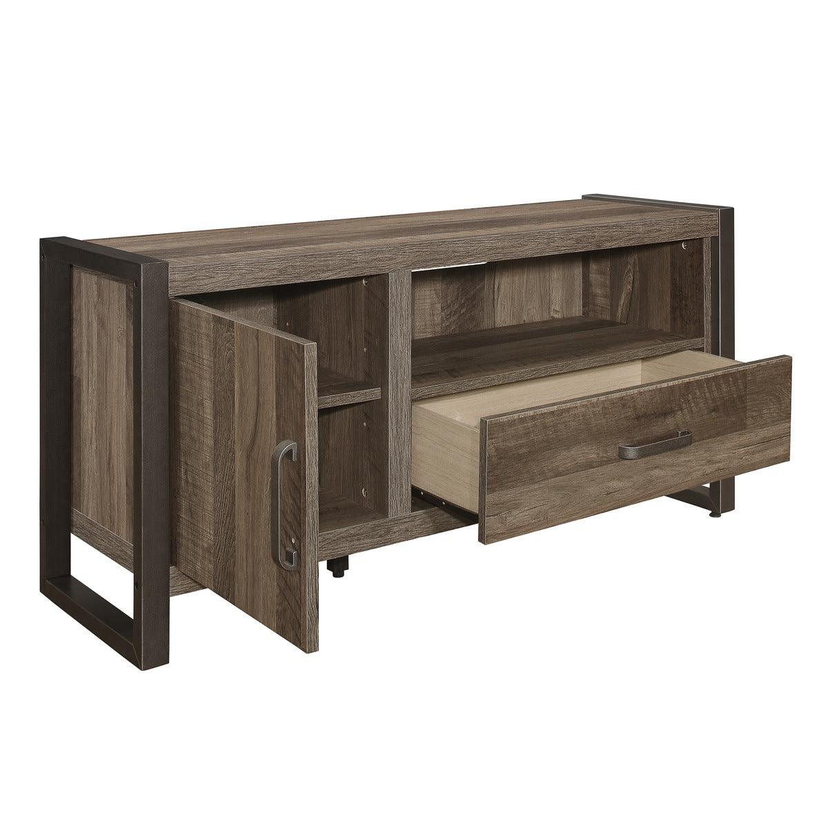 Dogue Brown Wood And Gunmetal Finish Premium Melamine Board Engineered Wood 51" Tv Stand - Ella Furniture