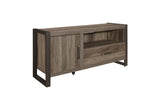 Dogue Brown Modern Sleek Contemporary Solid Wood Metal Media (51) Tv Stand And 2 4-Shelf Bookcases - Ella Furniture
