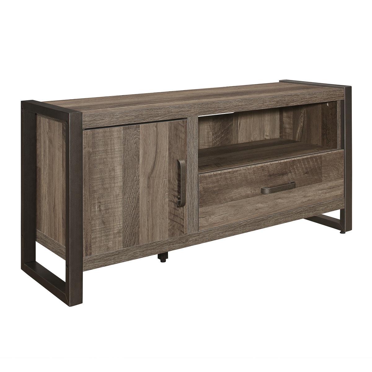 Dogue Brown Wood And Gunmetal Finish Premium Melamine Board Engineered Wood 51" Tv Stand - Ella Furniture