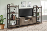 Dogue Brown Modern Sleek Contemporary Solid Wood Metal Media (63) Tv Stand And 2 4-Shelf Bookcases - Ella Furniture