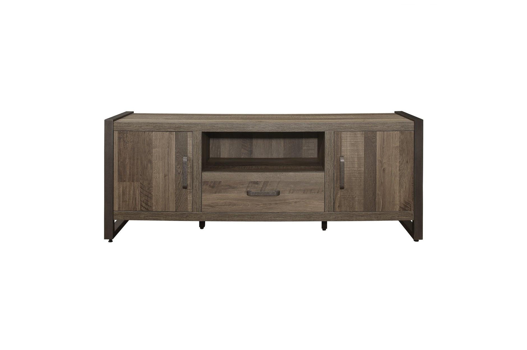 Dogue Brown Modern Sleek Contemporary Solid Wood Metal Media (63) Tv Stand And 2 4-Shelf Bookcases - Ella Furniture