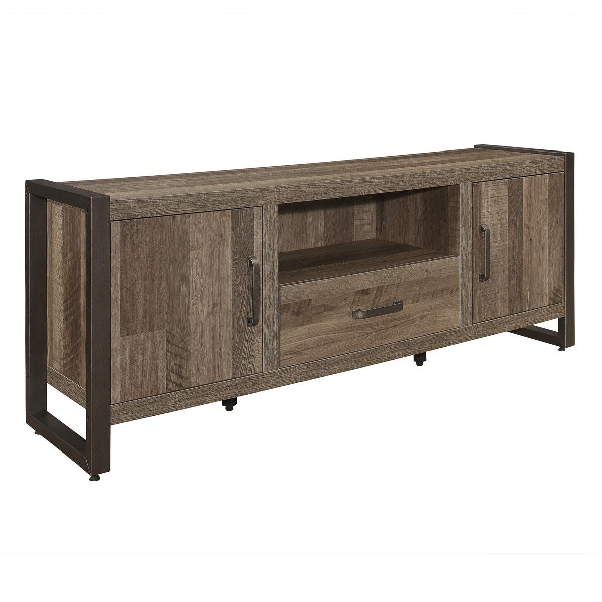 Dogue Brown Wood And Gunmetal Finish Premium Melamine Board Engineered Wood 63" Tv Stand - Ella Furniture