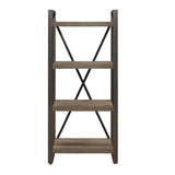 Dogue Gunmetal Finish Modern Melamine Board, Metal, Engineered Wood Bookcase 4 Fixed Shelves - Ella Furniture