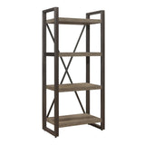 Dogue Gunmetal Finish Modern Melamine Board, Metal, Engineered Wood Bookcase 4 Fixed Shelves - Ella Furniture