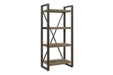 Dogue Brown Modern Sleek Contemporary Solid Wood Metal Media (51) Tv Stand And 2 4-Shelf Bookcases - Ella Furniture