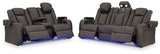 Ashley Fyne-Dyme Shadow loveseat open reclining position