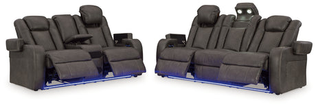 Ashley Fyne-Dyme Shadow loveseat open reclining position