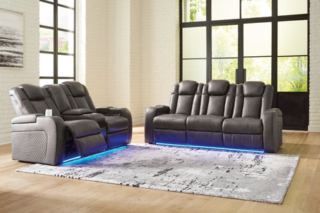 Ashley Fyne-Dyme Shadow power reclining sofa side view