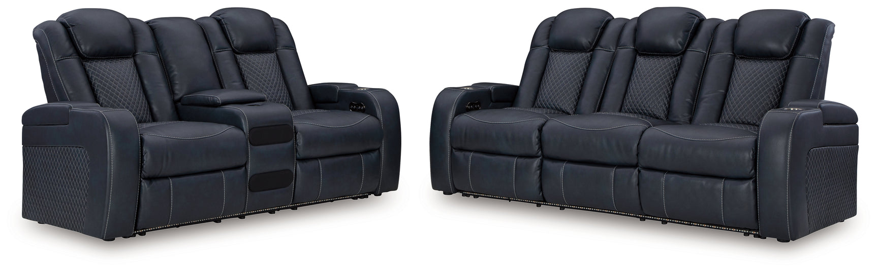 Storage arm with cup holders and charging ports