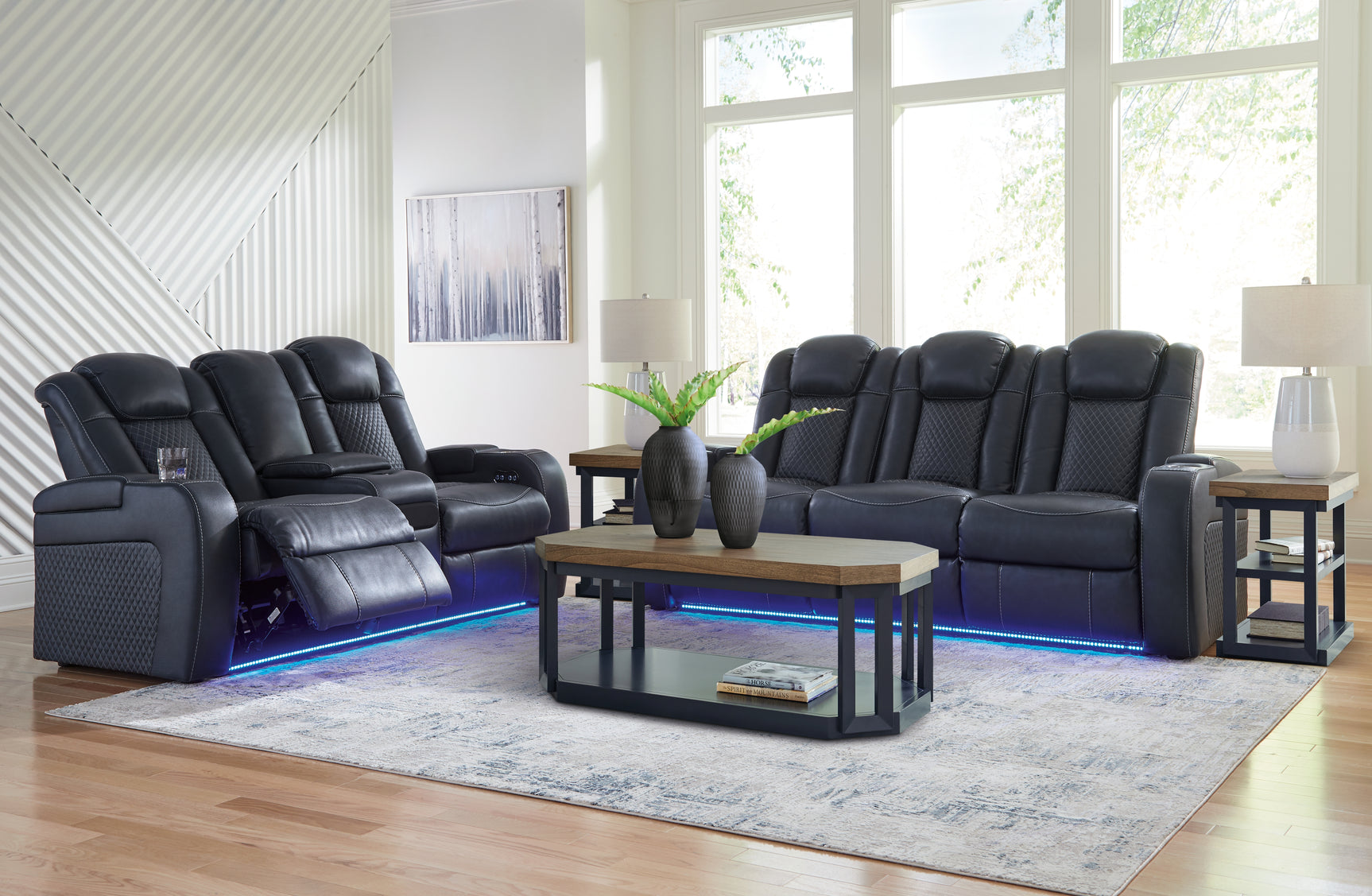 Fyne-Dyme Sapphire power reclining loveseat, angled side view