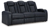 LED lighting feature illuminated on sofa arm