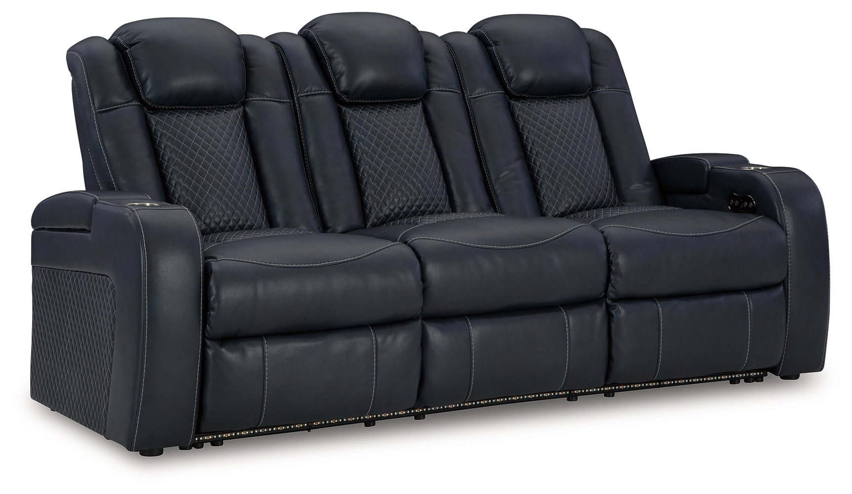 LED lighting feature illuminated on sofa arm