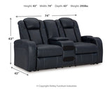 Fyne-Dyme Sapphire power reclining sofa, loveseat, and recliner set in sapphire blue upholstery