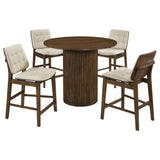 Hamlyn 5-Piece Round Wood Counter Height Dining Set Cream and Walnut — product image 2