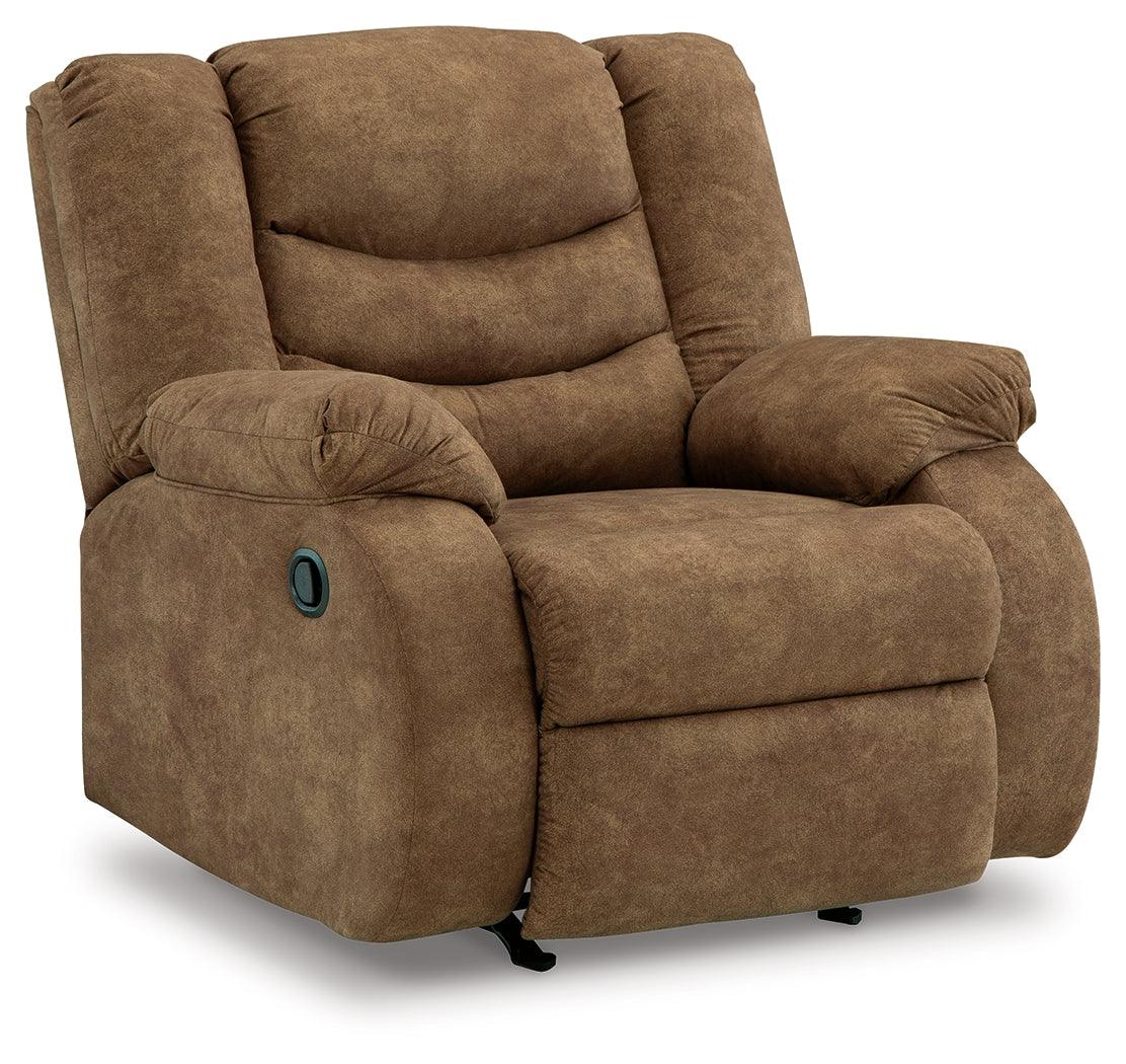 Side view of Partymate Brindle Faux Leather Recliner