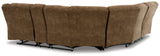 Partymate Brindle 2-Piece Sectional Sofa with Recliner in warm brown faux leather
