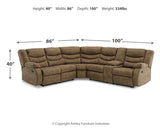 Partymate Brindle 2-Piece Sectional Sofa with Recliner in warm brown faux leather