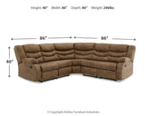 Partymate Brindle 2-Piece Sectional Sofa with Recliner in warm brown faux leather