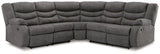 Side view showing pull tab reclining on Partymate sectional