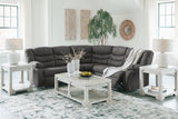 Close-up of seat cushions and faux leather upholstery