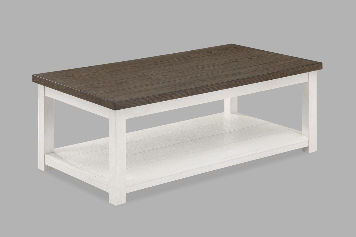 Dakota coffee table chalk brown white top angle