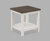 Dakota end table chalk brown white front