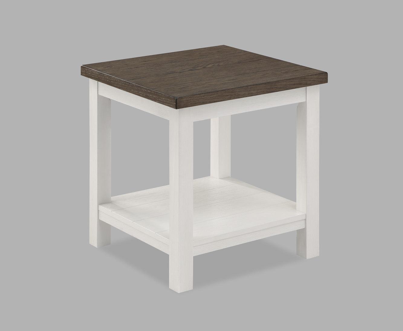 Dakota end table chalk brown white front