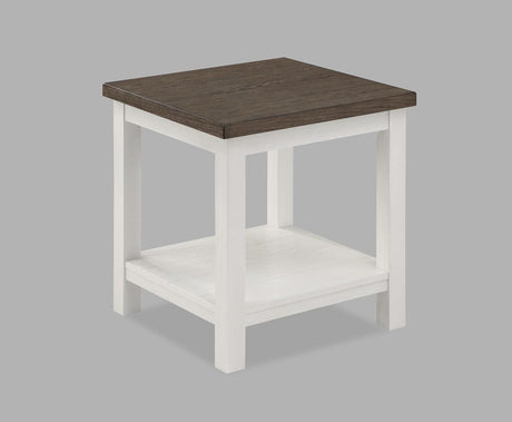 Dakota end table chalk brown white front