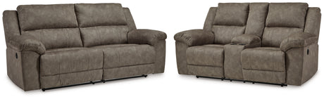 Laresview Fossil Reclining Loveseat side angle