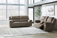 Laresview Fossil Reclining Sofa close-up seating view