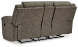 Laresview Fossil Faux Leather Reclining Loveseat with Console