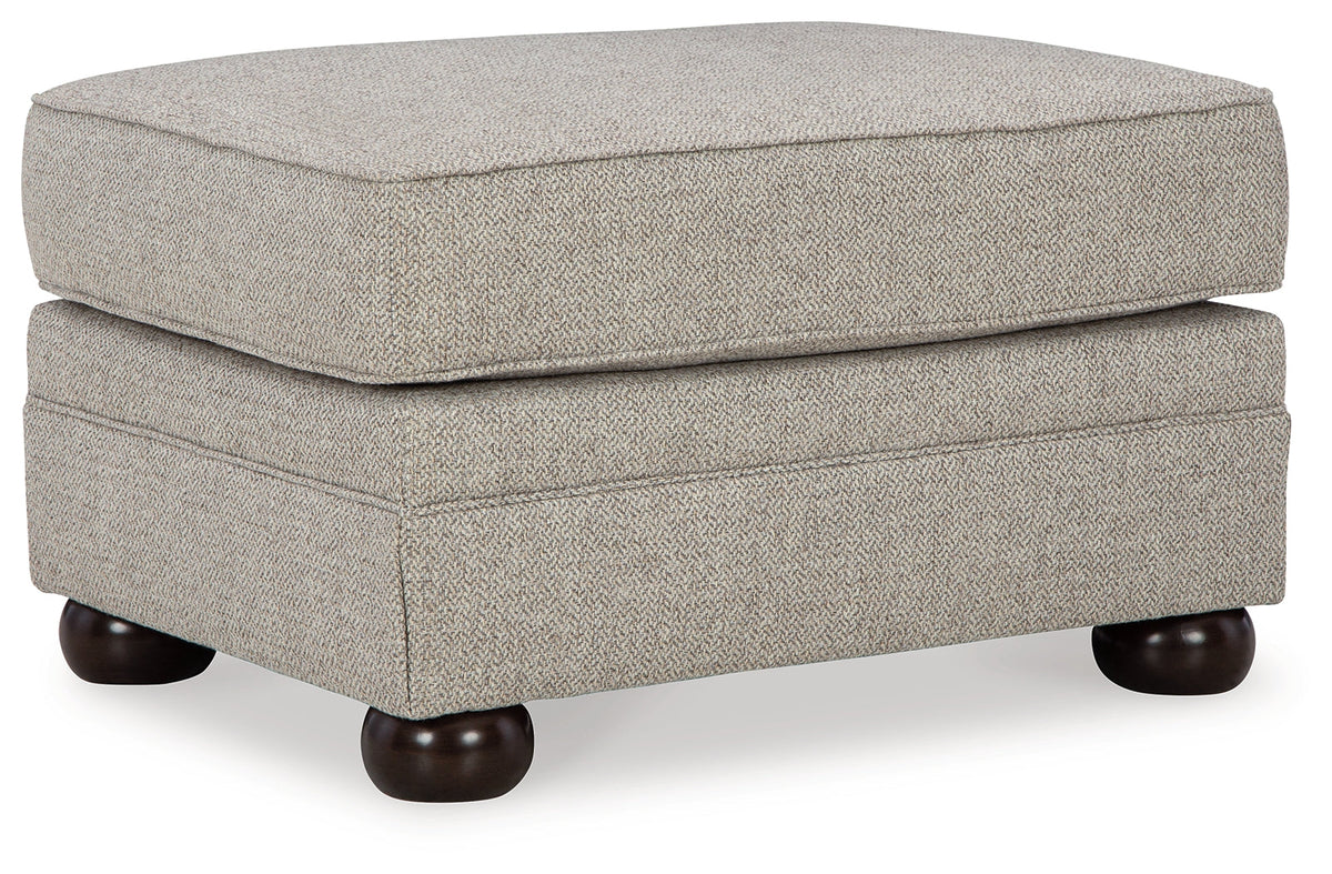 Gaelon Ottoman front view in dune chenille upholstery