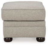 Top view showcasing the ottoman's cushion and fabric