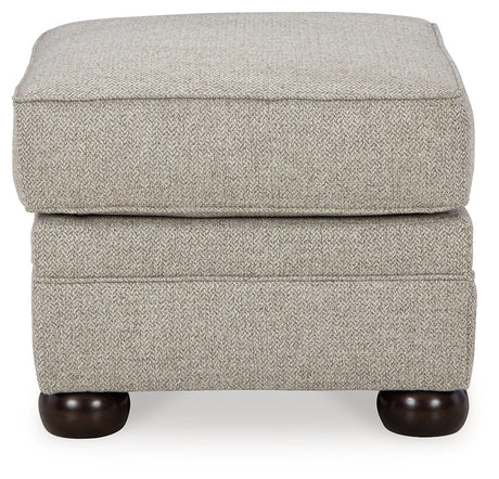 Top view showcasing the ottoman's cushion and fabric
