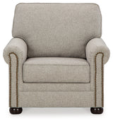 Gaelon chair front head-on view with attached back cushions