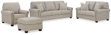 Gaelon Dune Sofa, Loveseat, Chair and Ottoman side view